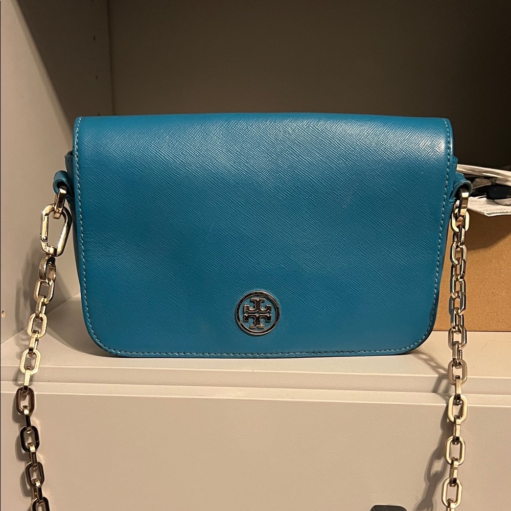 Tory Burch Teal Crossbody Bag with Chain Strap